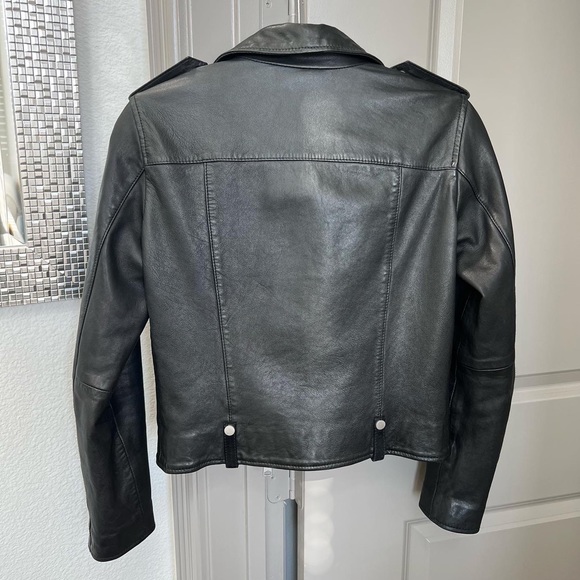 ALL SAINTS BLACK LEATHER JACKET SIZE 4 - Picture 2 of 6